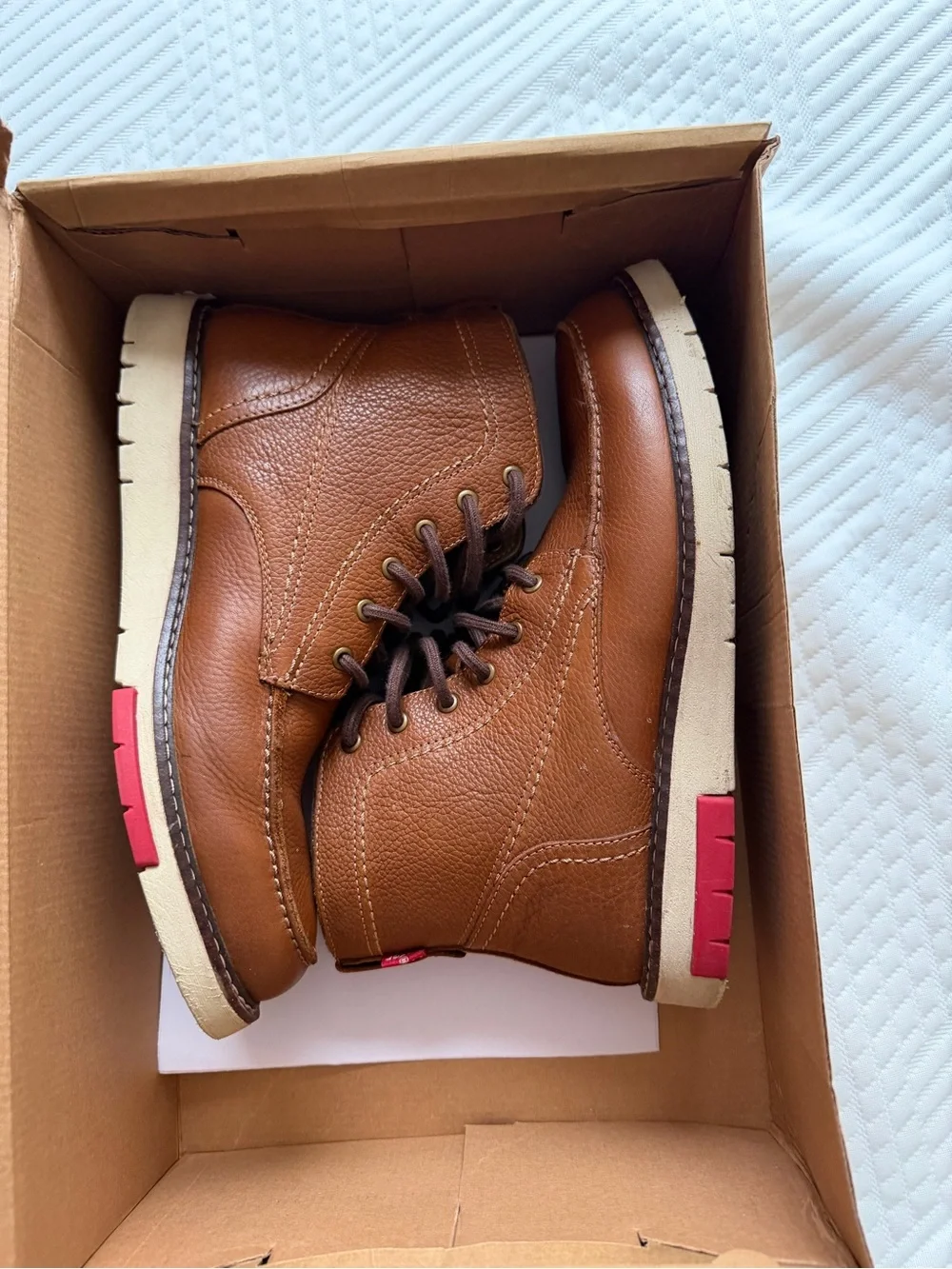 Levi's Brown Leather Moc Toe Lace-Up Boots
